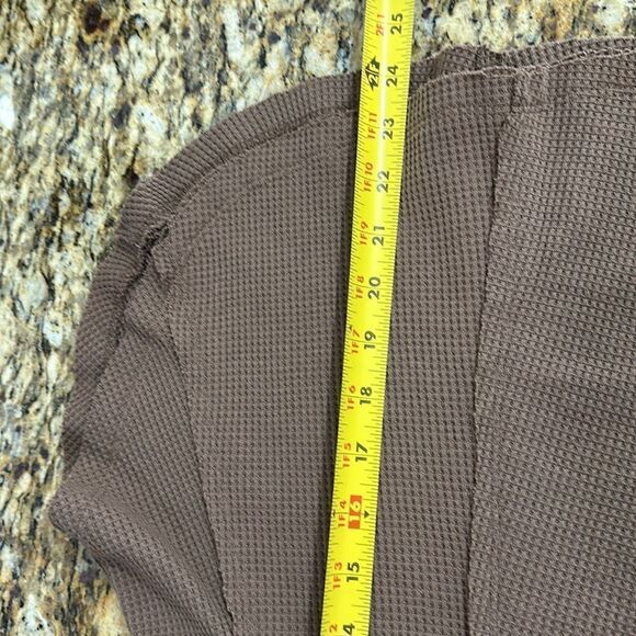 Altar’d State Brown Cotton Blend Waffle Knit Expose Seams Short Sleeve Shirt S - Picture 8 of 8